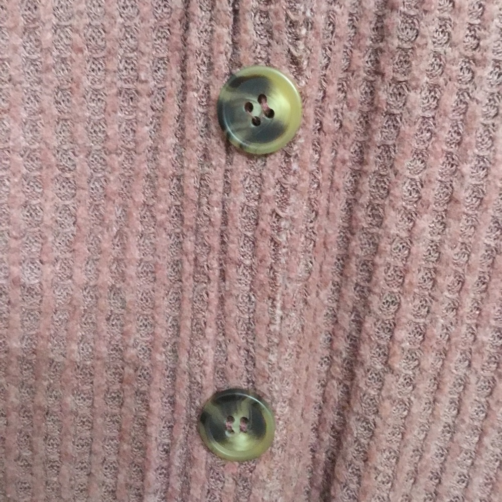 Umgee Women’s Waffle Knit Button Front Cardigan Sweater Thermal Berry Pink Sz S - Picture 5 of 8